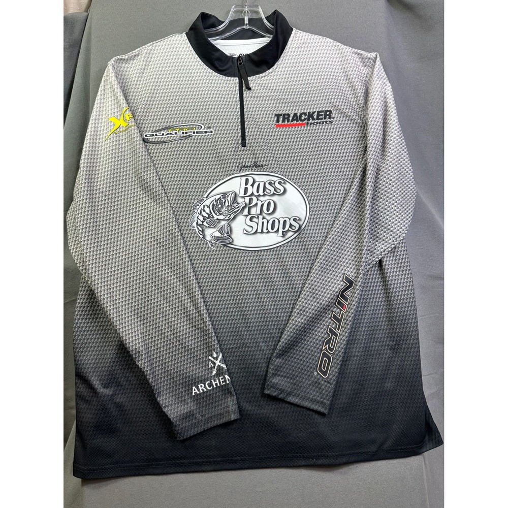Bass Pro Shops Johnny Morris Carbon Lite Fishing Jersey Grey Black Men 2XL
